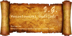 Veszelovszki Győző névjegykártya